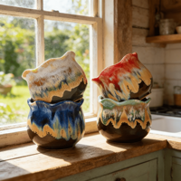 Soldes Exceptionnelles : Jardinières en Céramique Exquises pour Plantes Succulentes – Trou de Drainage, Bordures Délicates en Dentelle, Conception Respirante, Écologiques, Style Vintage