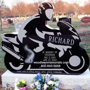 Customized cemetery black granite motorcycle headstone cheap price