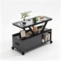 Table basse de salon avec roulettes, table basse noire, table d'appoint de rangement moderne, fabrication OEM