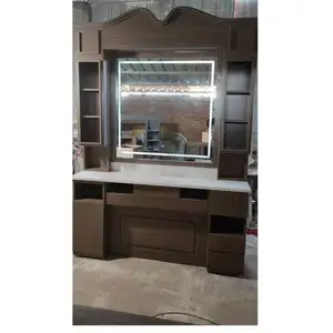 Salon Furniture For Stainless Steel Shop Mat Wood Cabinet Sink Modern Barbers Mobile Barber With Shampoo Bowl Mirror Station