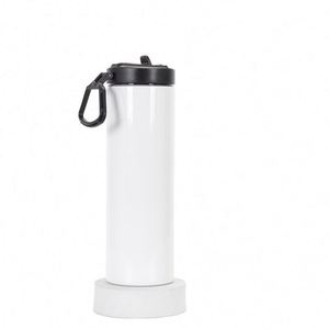 Bouteille d'eau sport isotherme en acier inoxydable de 20 oz, anti-fuite, écologique, design mince et droit, avec double couvercle, pour sublimation, idéale pour les cadeaux - Product Image 1