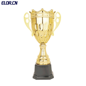 Trofeo de metal de corona imperial chapado en oro modelo popular al por mayor de fábrica Elor con base de plástico ABCD opciones de diferentes tamaños - Product Image 4
