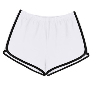 Short de course pour femmes, noir avec bordure blanche, taille élastique, vêtements de sport pour la remise en forme, l'exercice, le yoga et les activités de plage - Product Image 5