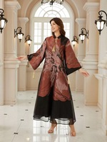 Robe Abaya en Polyester Brodé Jacquard Floral Ample et Respirante, Style Marocain, Élégante et Haut de Gamme pour Femmes Adultes, Collection Aïd 2026