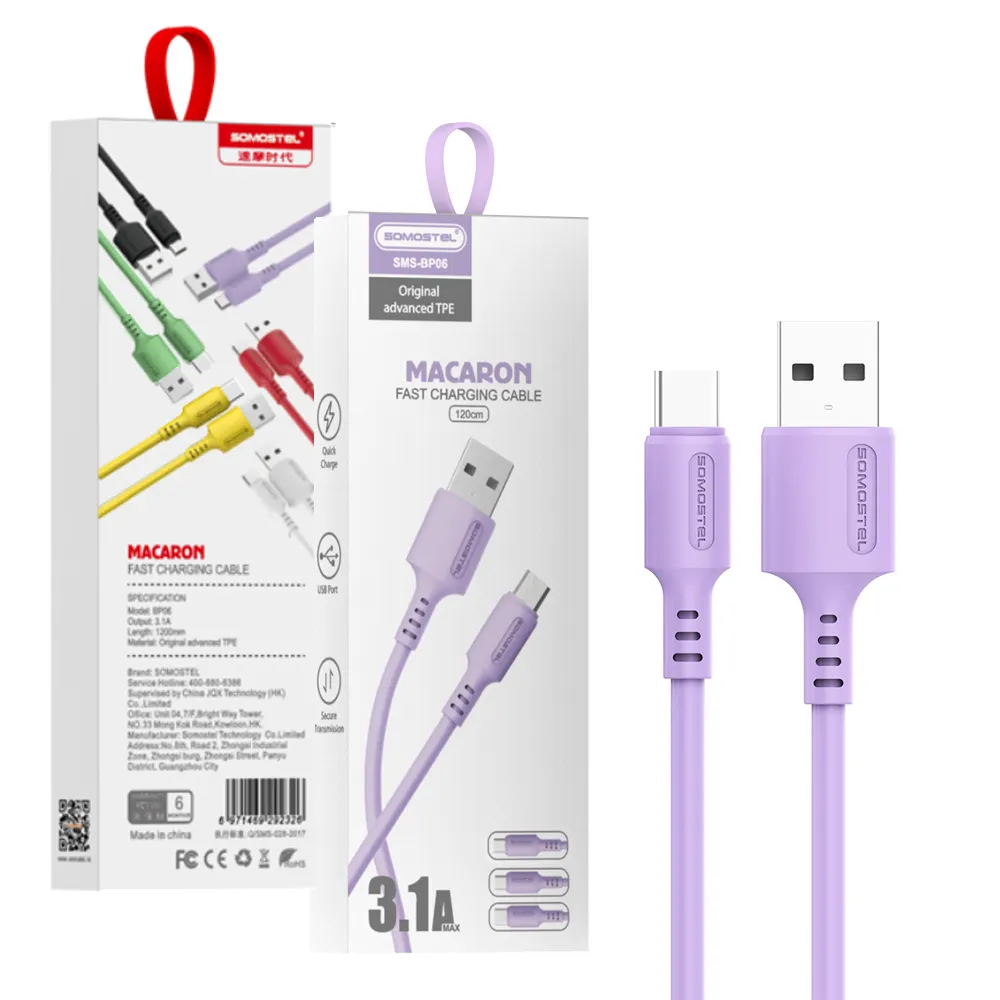 Somostel BP06 3.1A TPE malzeme USB kablosu iphone 15 için pro max hızlı şarj kablosu aksesuarları cep telefonu şarj tel