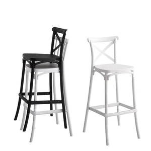 Good Quality <b>Cheap</b> Price Bistro Cafe Vintage Style X Cross Back PP Plastic Stackable Restaurant High Bar <b>Chair</b> - Product Image 3