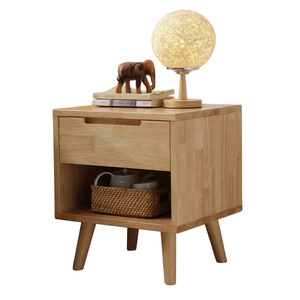 Nordic Style Solid Wood Nightstand With <b>Drawer</b> Storage Bedroom Furniture - Product Image 4