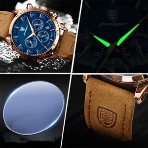 Reloj de Pulsera para Hombre Poedagar Marca P928 928 Acero Inoxidable Oro Rosa Impermeable Luminoso Cronógrafo - Product Image 2