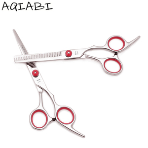 Aqiabi JP Thép Tóc Cắt Kéo 6 ''Vít Màu Đỏ Mỏng Shears Với Lưỡi Sắc Nét Mẹo Làm Tóc A1001 - Product Image 1