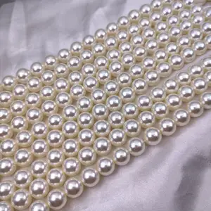 LAN גואנג עגול זכוכית לבנה חיקוי פנינה חרוזים לייצור תכשיטים שרשרת מקסימה צמיד קישוט DIY אביזרי