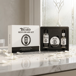 Kit de soin de la barbe STYLEJIANG pour hommes, baume à barbe, huile de lavage, ensemble biologique non parfumé, tenue moyenne, modelage et coiffage pour adultes - Product Image 1
