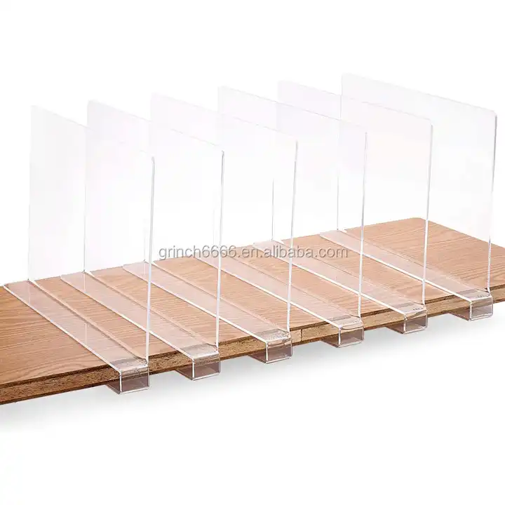 6 Pcs Clear Acrylic Shelf Dividers, Closets Shelf and Closet