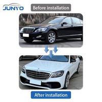 Kit carrosserie Junyo pour Mercedes Benz Classe S 2006-2013 W221, mise à niveau W222 S63, comprenant phares avant, feux arrière, pare-chocs avant et arrière.