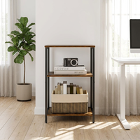 Table d'appoint en bois style nordique avec étagère inférieure, design moderne, table de chevet, table d'appoint amovible pour petits espaces, marron rustique