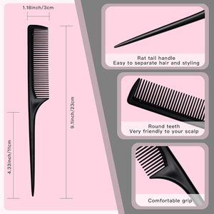 Hot Sale Anti Static ABS Rat Tail <b>Comb</b> Salon Hairdressing Parting Hair <b>Comb</b> Custom Logo Carbon Braiding <b>Comb</b> - Product Image 3