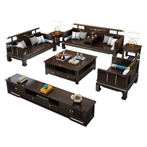 Solid Wood Sofa Modern Chinese Style <b>U</b> Shape Combination <b>Living</b> Room Furniture Purple Sandalwood Color - Product Image 4