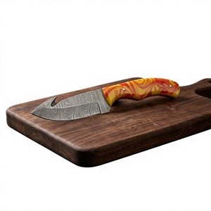 Couteau à lame fixe Drop Point en acier Damas 20 cm, manche en bois Pakka bleu, pour le camping, la survie, la chasse et les activités de plein air - Product Image 3