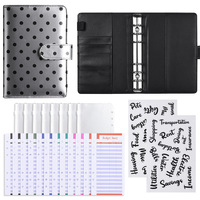 Carnet de notes en similicuir tendance avec pochette pour 100 enveloppes de budget, classeur à 6 anneaux A5, planificateur de budget avec poche