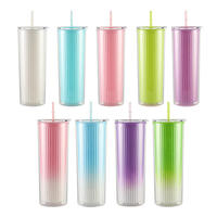 Nouvelle tasse à paille à double paroi à rayures verticales, design en plastique anti-fuite, grande capacité, moderne, minimaliste, portable pour voiture et maison