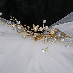 <span class=keywords><strong>Voile</strong></span> de mariée Vintage en cristal fait à la main pour femmes, <span class=keywords><strong>voile</strong></span> de mariage avec nœud papillon avec peigne à cheveux - Product Image 3