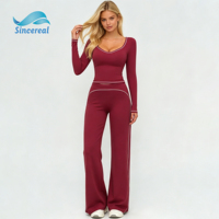 Custom nylon spandex racerback crew neck lange mouw hoge taille plus size zachte ademende snel drogende milieuvriendelijke activewear set