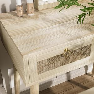 <span class=keywords><strong>Coiffeuse</strong></span> avec miroir Hollywoodien et table de maquillage avec tiroirs et prise électrique pour chambre à coucher - Product Image 3