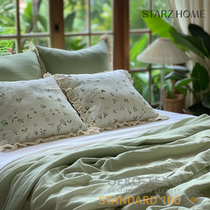 Starz Home <span class=keywords><strong>Linge</strong></span> de lit en tissu de coton Offre Spéciale-Embrassez <span class=keywords><strong>la</strong></span> fraîcheur de <span class=keywords><strong>la</strong></span> nature avec une qualité hôtelière et un mélange vert luxuriant - Product Image 2