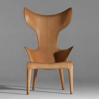 Fauteuil de détente en cuir de style minimaliste moderne avec cadre en fibre de verre, chaise de loisirs personnalisable