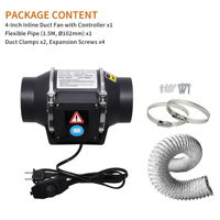 Ventilateur de gaine de 4 pouces, ventilateur de ventilation en ligne de 4 pouces, ventilateur d'extraction pour kit de serre de culture, booster de chauffage et de refroidissement, hydroponie