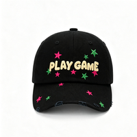 Casquette de baseball ajustable en coton délavé, brodée sur mesure, style vintage, avec fermeture snapback, couleur contrastante unie, de haute qualité