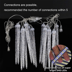 Guirlandes lumineuses LED effet <span class=keywords><strong>pluie</strong></span> <span class=keywords><strong>de</strong></span> météores 40 cm, 8 tubes, étanches, connectables bout à bout, pour décoration intérieure - Product Image 4