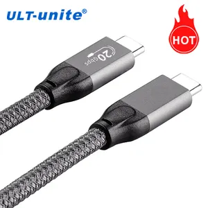 كابل ULT-unite لنوع C إلى نوع C بمعيار USB 3.2 Gen 2x2 4K للهواتف المحمولة والكمبيوتر المحمول للشحن السريع بقدرة 100 وات و20 جيجابايت في الثانية بطول 0.5 م أو 1 م أو 1.5 م أو 2 م أو 3 م