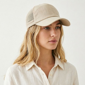 Casquette de baseball en lin à 7 panneaux, légère, avec logo brodé personnalisé, protection solaire, maille respirante, style camionneur, vierge, unie, pour la plage - Product Image 3