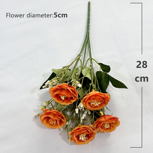 Ramos Pequeños de 5 Cabezas de Peonías Artificiales al Por Mayor Baratas Flores de Seda Hojas de Plástico para Decoración del Hogar - Product Image 2