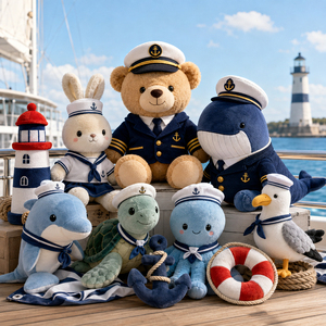 Jouets en peluche d'animaux marins personnalisés très demandés, en tissu recyclé écologique, faible MOQ, OEM pour souvenirs de croisière - Product Image 1