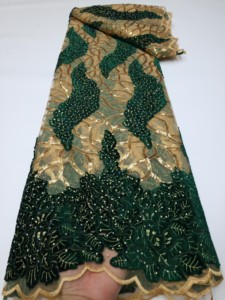 NI.AI Hot Sales LY921 French <strong>Velvet</strong> <strong>Lace</strong> Luxury Sequin <strong>Lace</strong> Rhinestone <strong>Lace</strong> Fabric for Wedding Dress - Product Image 4