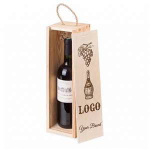Caja de madera de pino para vino con grabado personalizado de LOGO, caja de almacenamiento de vino, regalo para amantes del vino - Product Image 5