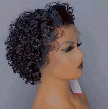 Pixie Cut Curly Frontal Wig Half Lace 13*4 Wig 100% Human Hair Short Cut Fashion Frontal Wig