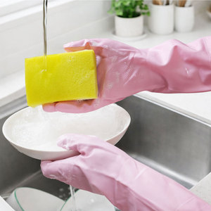 Gants ménagers réutilisables en PVC avec boucle de suspension, manchette élastique, imperméables, pour la vaisselle et le nettoyage de cuisine, sans latex - Product Image 2