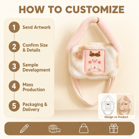 Sac à bandoulière en peluche avec fourrure imprimée vache et patch cochon, sac à main rose doux et duveteux, cadeau