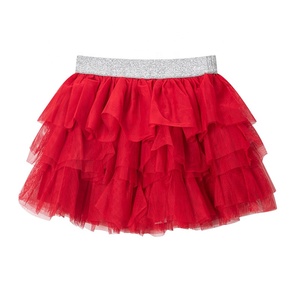 Gabby Loop Kids Girls Summer Red Color Layered Fluffy Tulle Dress up Princess <b>Skirt</b> Children Tutu <b>Skirt</b> - Product Image 1