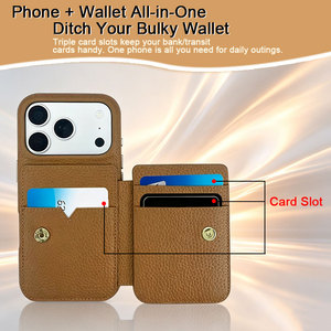 Étui portefeuille en cuir PU texturé avec fermeture à pression, rangement pour cartes, coque légère antichoc pour <span class=keywords><strong>iPhone</strong></span> 17/18 Pro Max - Product Image 3