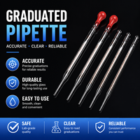 Pipette Pasteur en verre avec bulbe en caoutchouc rouge, 7150 mm, 7230 mm, capacité de 5 ml, compte-gouttes de laboratoire pour transfert de liquides