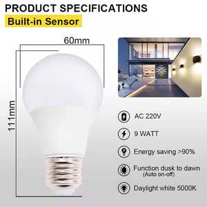 ไฟ LED แบบมีเซ็นเซอร์ตรวจจับการเคลื่อนไหวหลอดไฟเซนเซอร์อัจฉริยะแบบพลบค่ำถึงรุ่งสางสำหรับโรงรถในบ้านหรือตาม <span class=keywords><strong>E27</strong></span> 12W - Product Image 5