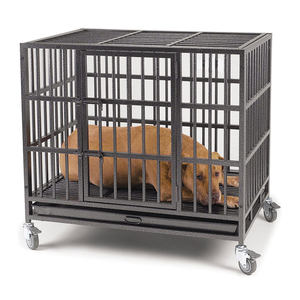 TYXD Cage pour chien en acier inoxydable à revêtement en poudre, grande cage anti-évasion, cage en métal moyenne pour animaux de compagnie avec roues - Product Image 3
