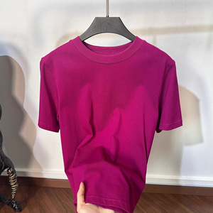 Camiseta de Manga Corta para Mujer SUHE TS-017, 100% Algodón, Color Sólido, Color Pitaya, Corte Holgado, Estilo Casual - Product Image 4