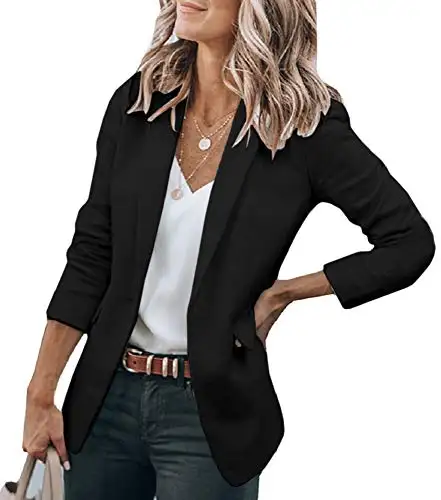 Hot Amazon Cicy Bell Women suits office formal Blazers Open Front Long Sleeve Work Office Jackets Blazer for lady