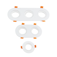 Support de lampe encastré triple tête à cadre rond, grand angle, GU10 MR16, en plastique blanc