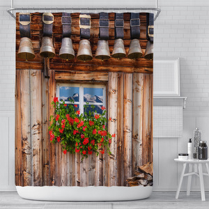 Logotipo personalizado estantería biblioteca Vintage <span class=keywords><strong>arquitectura</strong></span> antigua tela Cortina de ducha libros creativos hechos de poliéster - Product Image 4