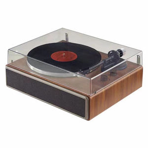 Tourne-disque <span class=keywords><strong>vinyle</strong></span> vintage tout-en-un avec haut-parleurs intégrés, lecture Bluetooth et cache anti-poussière pour audiophiles et usage domestique - Product Image 5